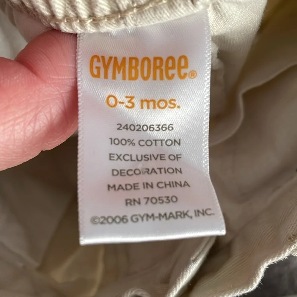 Gymboree 2006 Vintage Playful Hedgehog Cream Pants | Size 0-3 Months